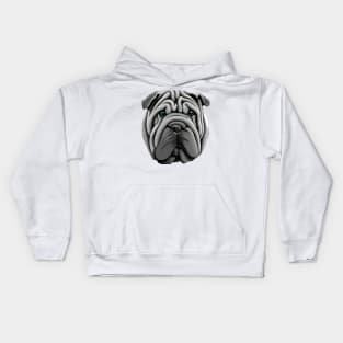 Close-up of the head of a beautiful Sharpei dog Kids Hoodie